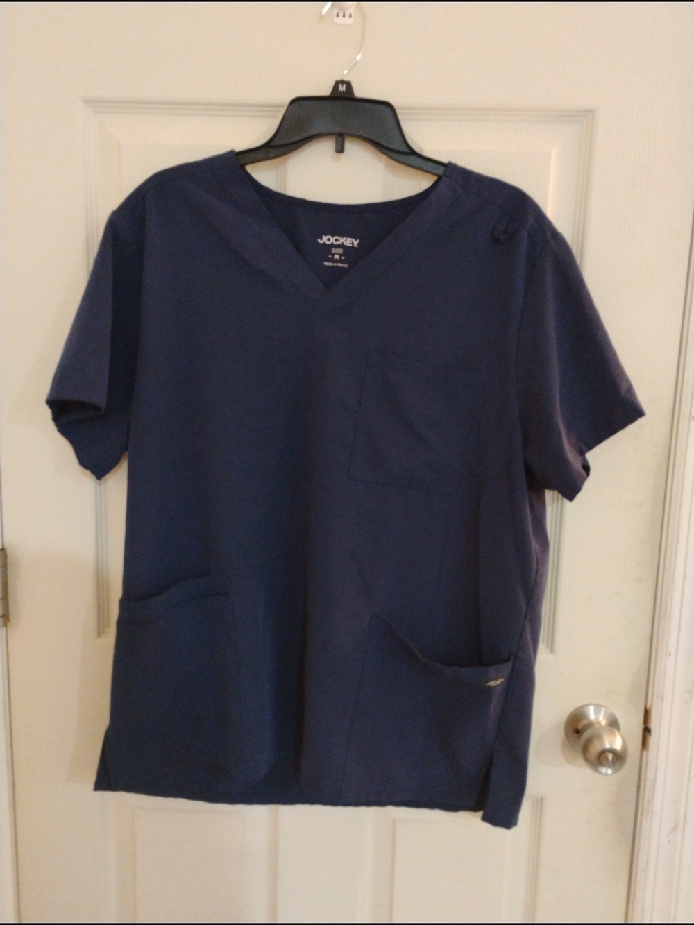 Jockey Men's Navy Blue V-Neck Scrub Top with Pockets
